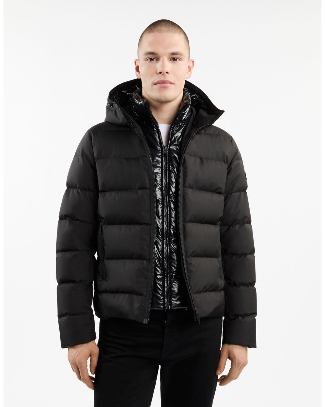Fay Black Water Repellent Hooded Jacket for men