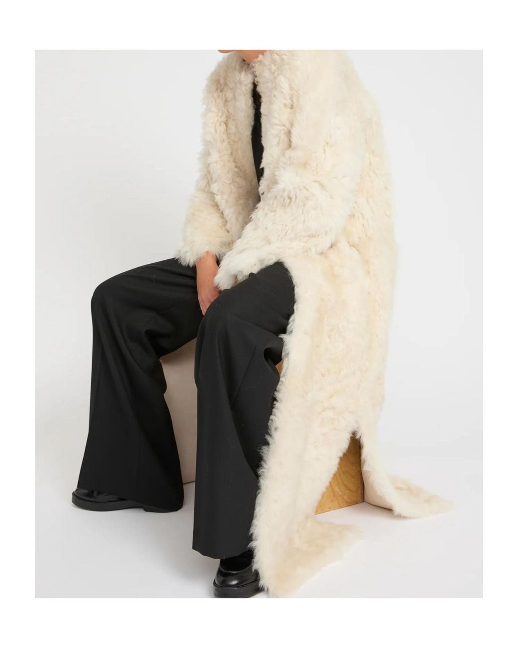 Yves Salomon Natural Extra Long Toscana Lambskin Coat