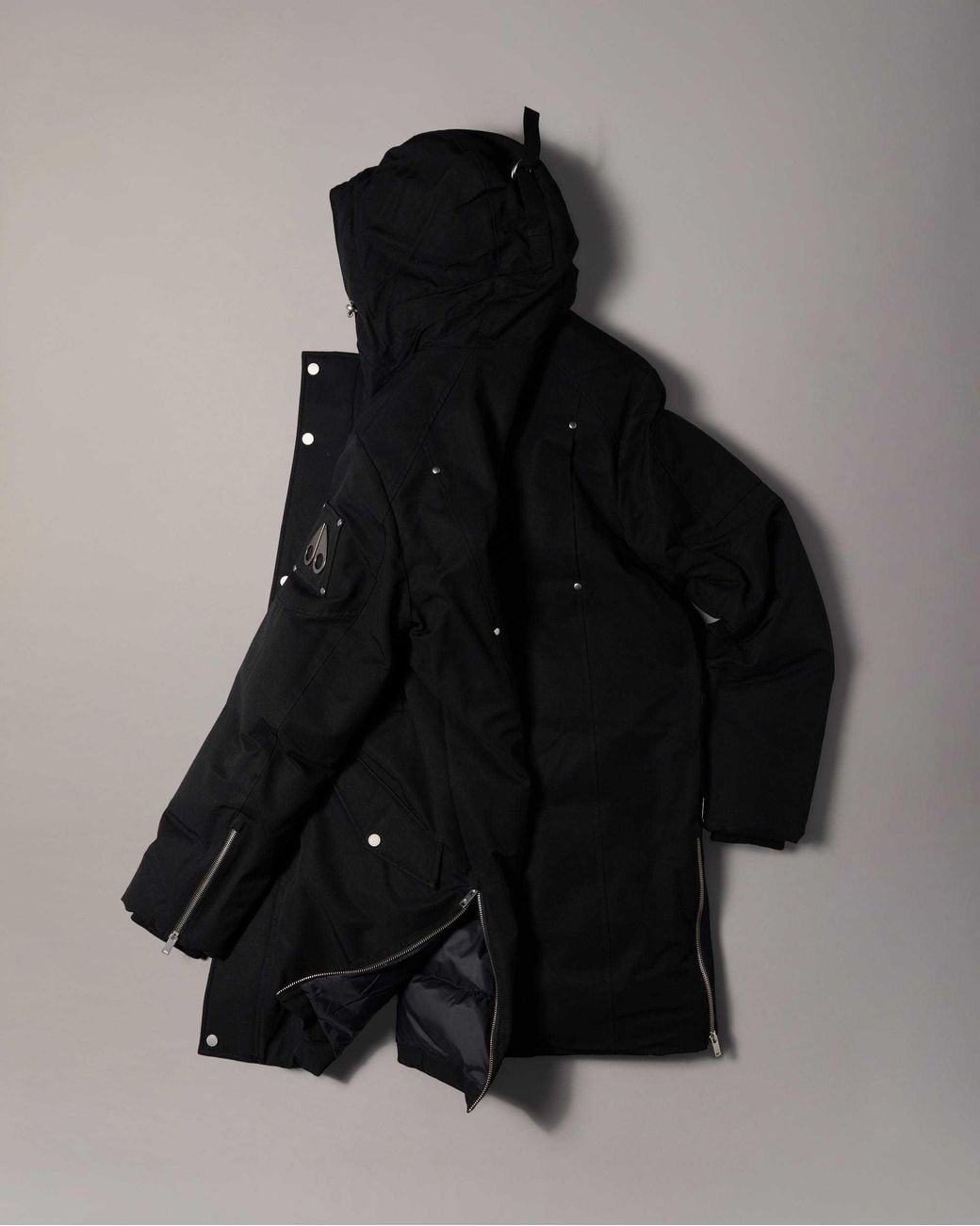 Moose Knuckles Black Stirling Hooded Parka Coat for men
