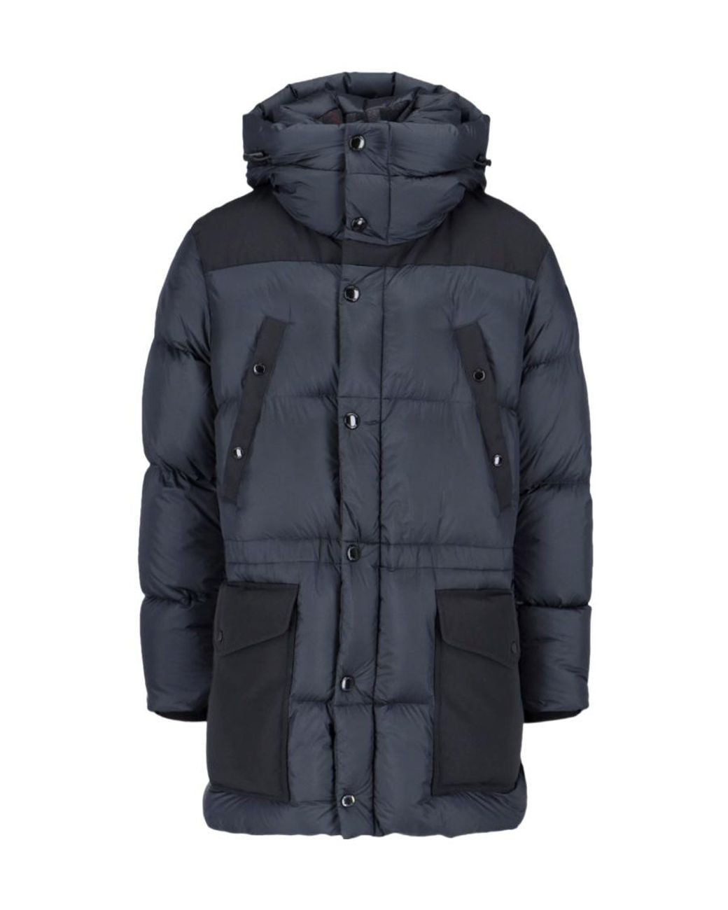 Burberry Blue High-Neck Hooded Coat for men