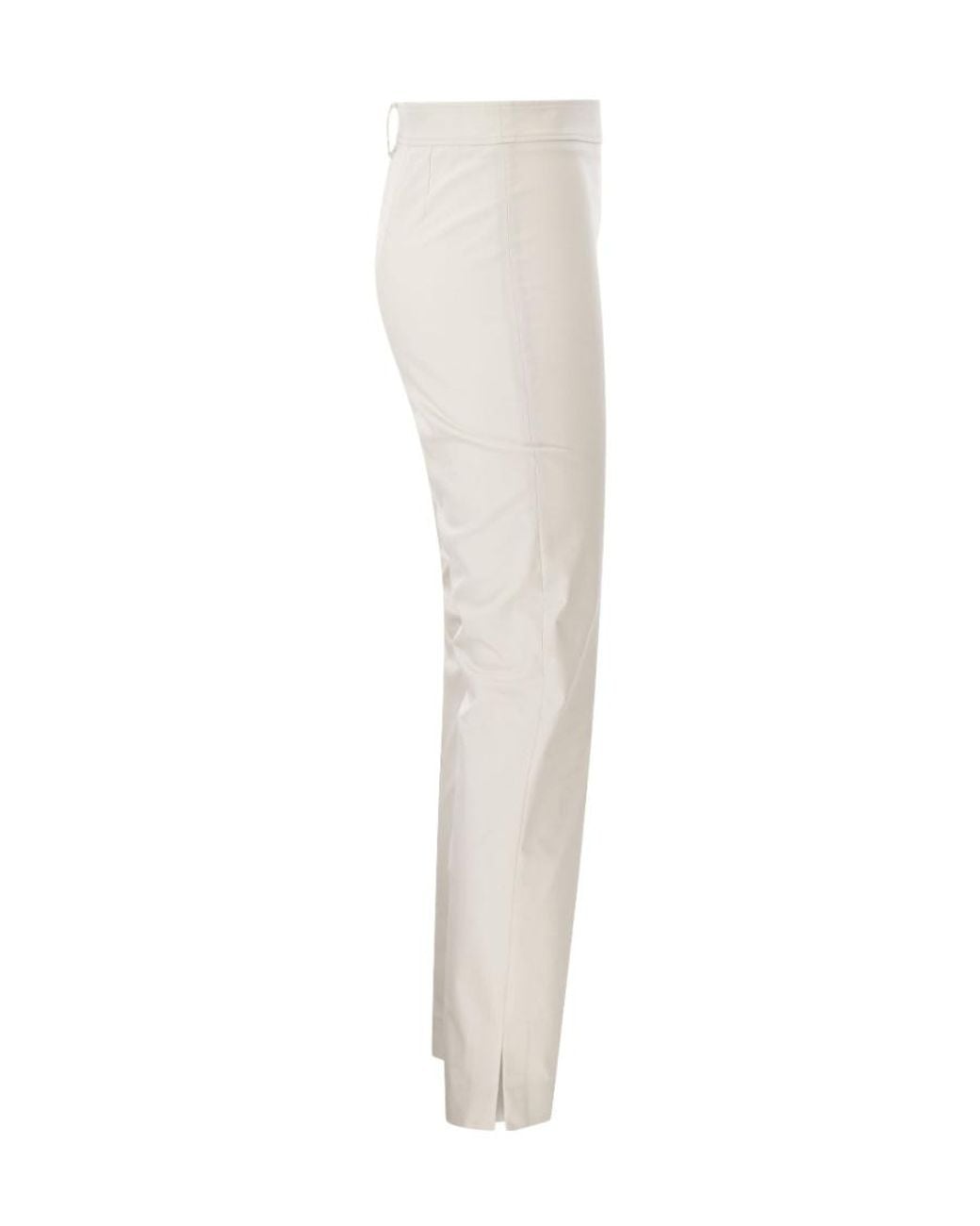 Brunello Cucinelli White High-Waist Side Slit Trousers