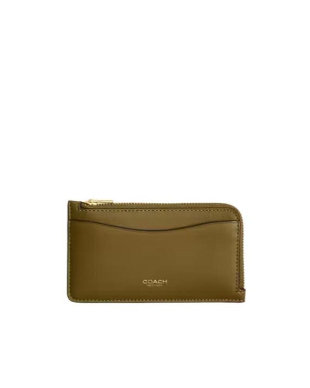 COACH Green Zipped Leather Cardholder