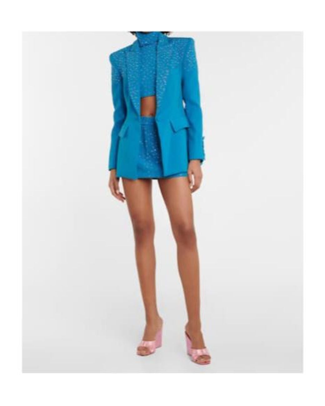 Alex Perry Blue Addison Embellished Crêpe Blazer