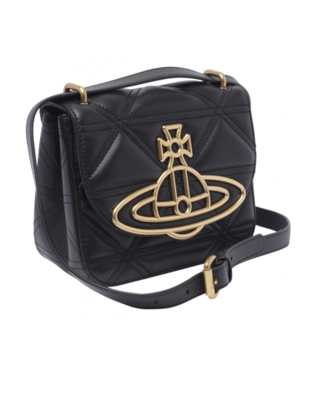 Vivienne Westwood Gray Logo-Plaque Quilted Shoulder Bag