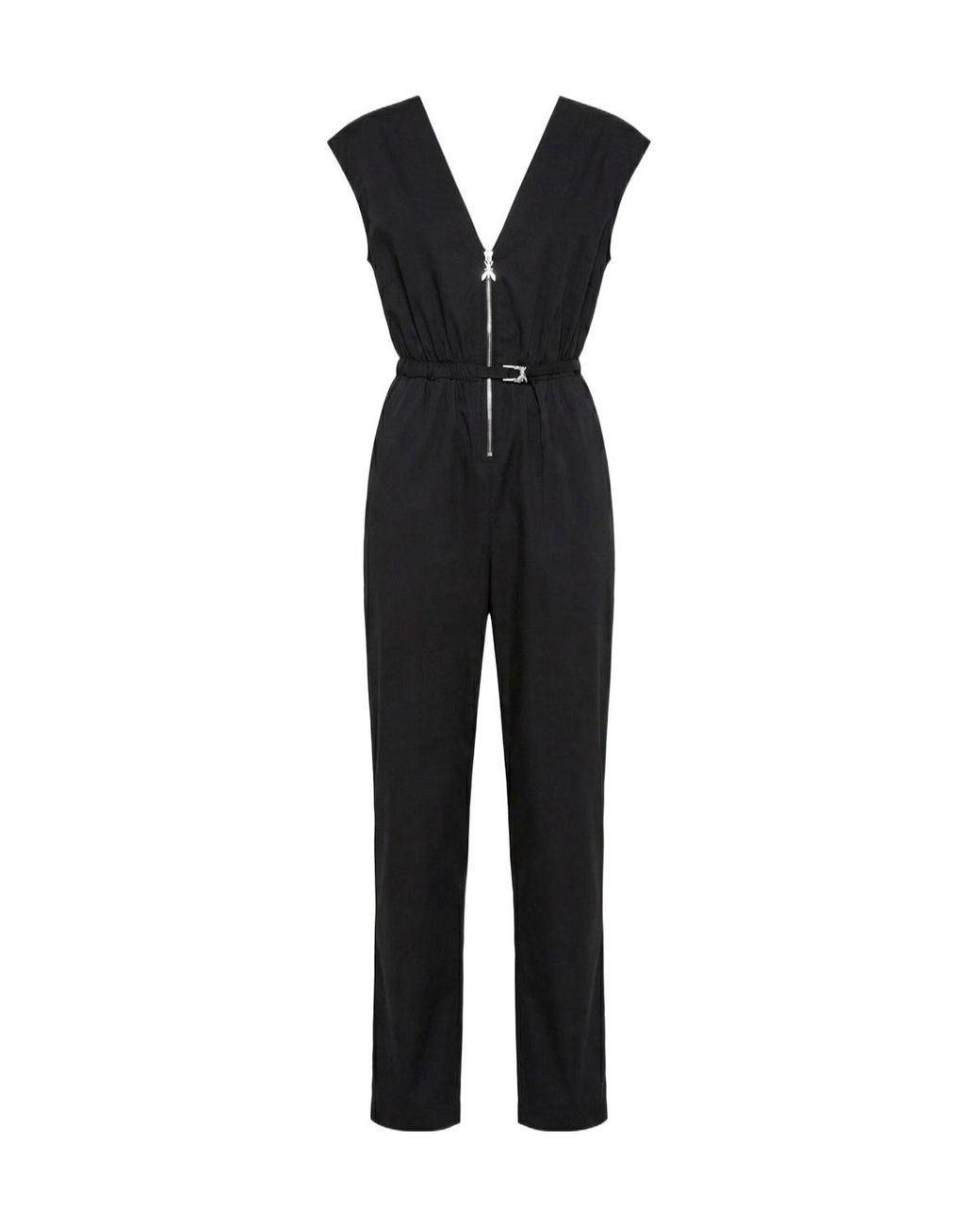 Patrizia Pepe Black Zip-Front Belted Jumpsuit