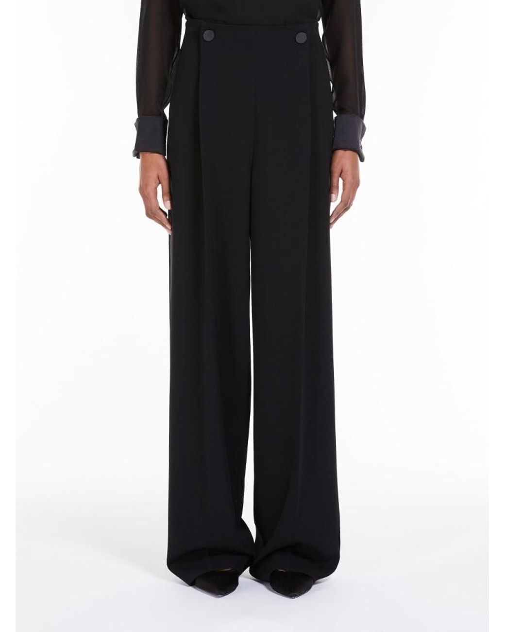 Max Mara Black Button Detailed Straight-Leg Pants