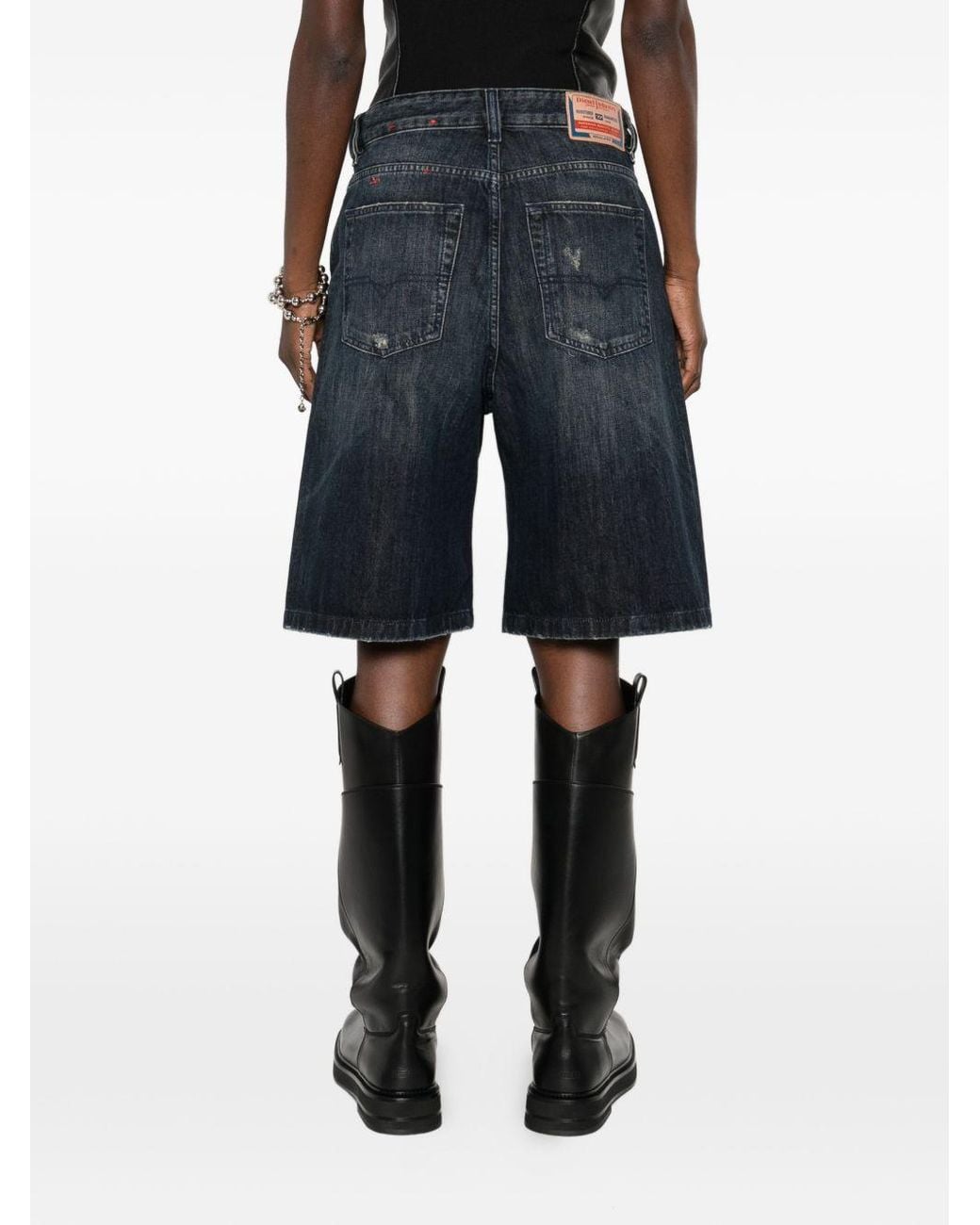 DIESEL Blue Denim Shorts With Belt Loops