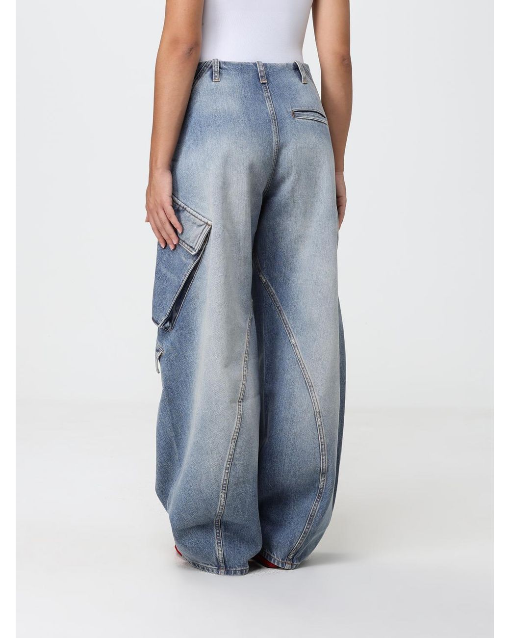 Alaïa Blue Faded-Effect Denim Cargo Pants