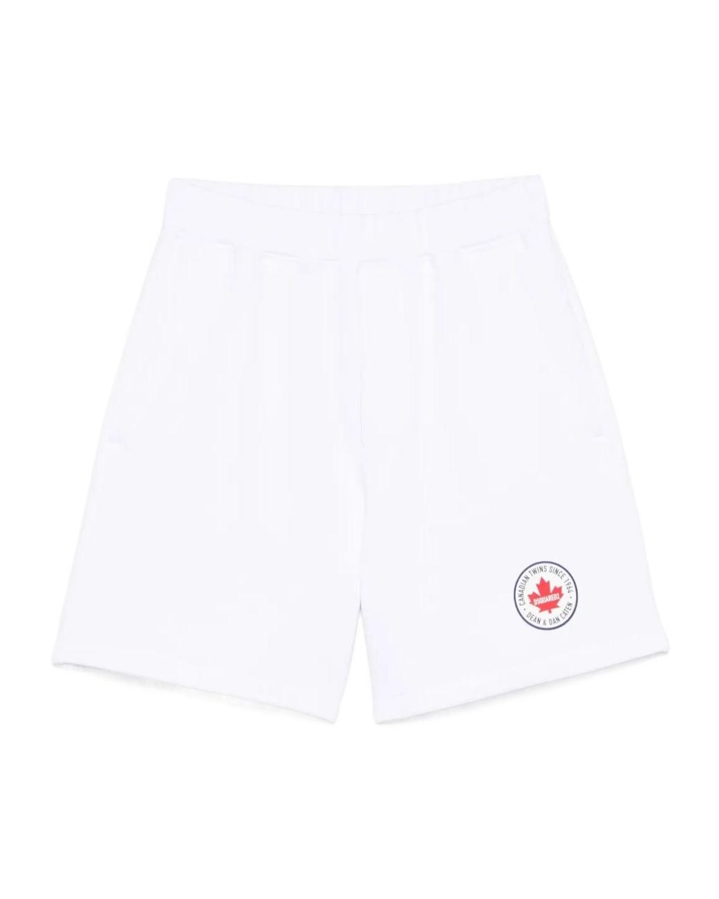 DSquared² White Logo-Print Track Shorts for men