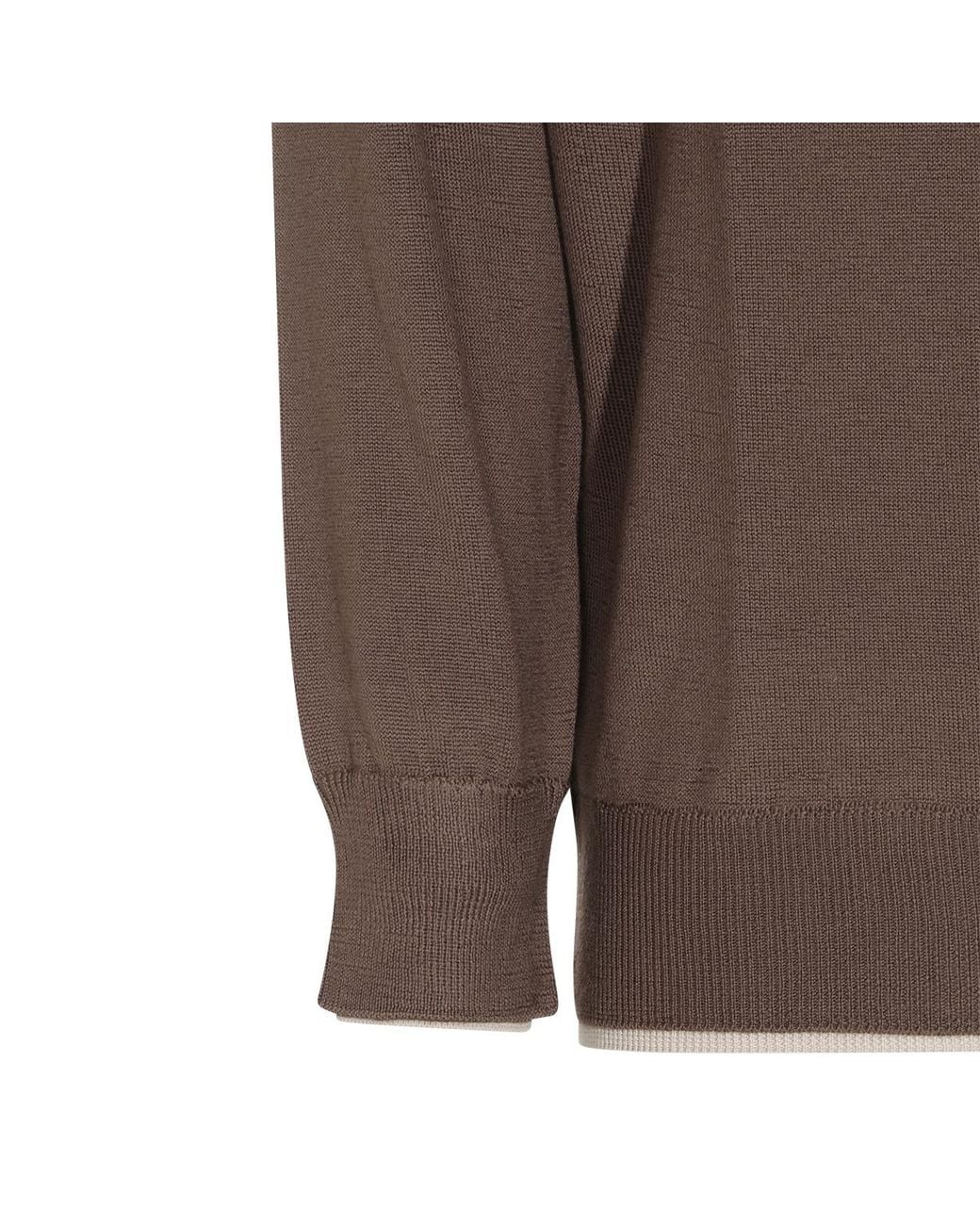 Eleventy Brown Raglan Crew Neck Knitted Sweater for men