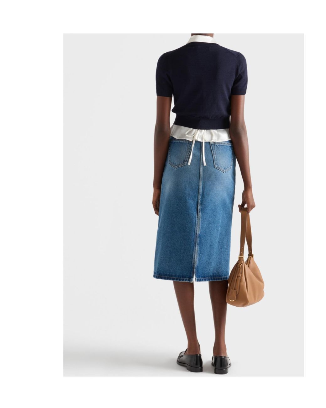 Prada Blue Logo-Patch Denim Skirt