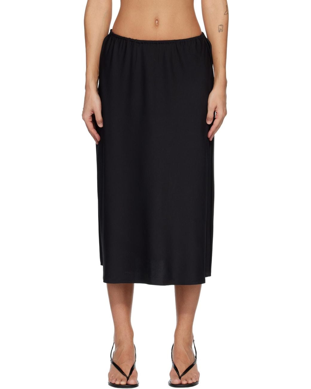 Lisa Yang Black Silk Midi Skirt