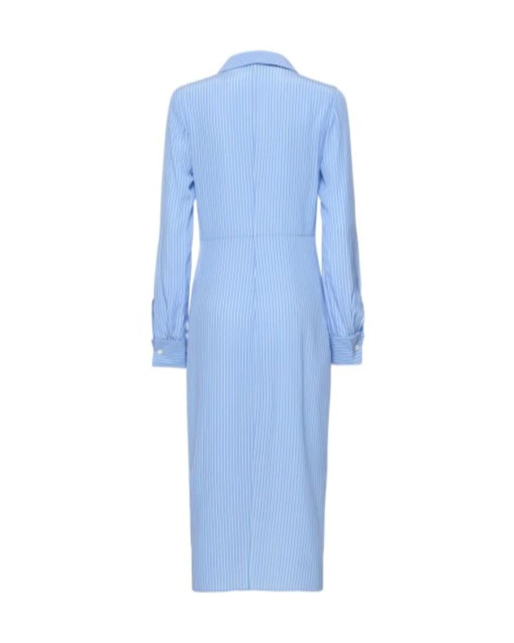 Michael Kors Blue Pleated Shirt Dress