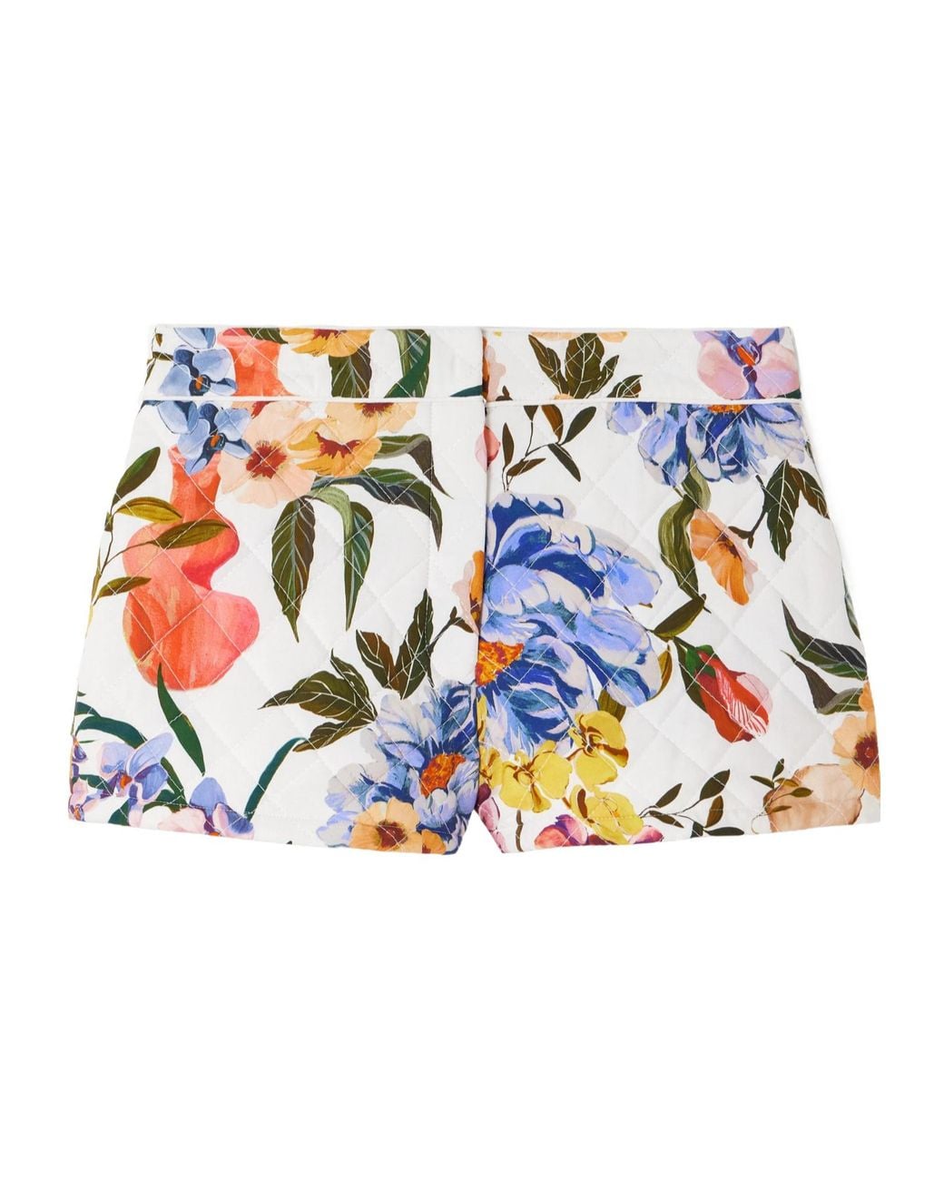 Farm Rio White Greek Garden Quilted Floral-Print Lyocell And Cotton-Blend Shorts