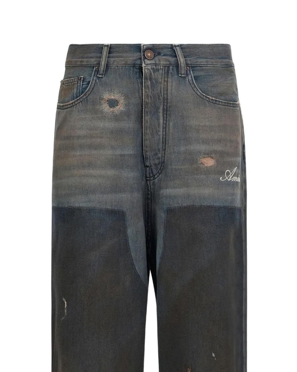 Amiri Gray Vintage Effect Wide-Leg Jeans for men