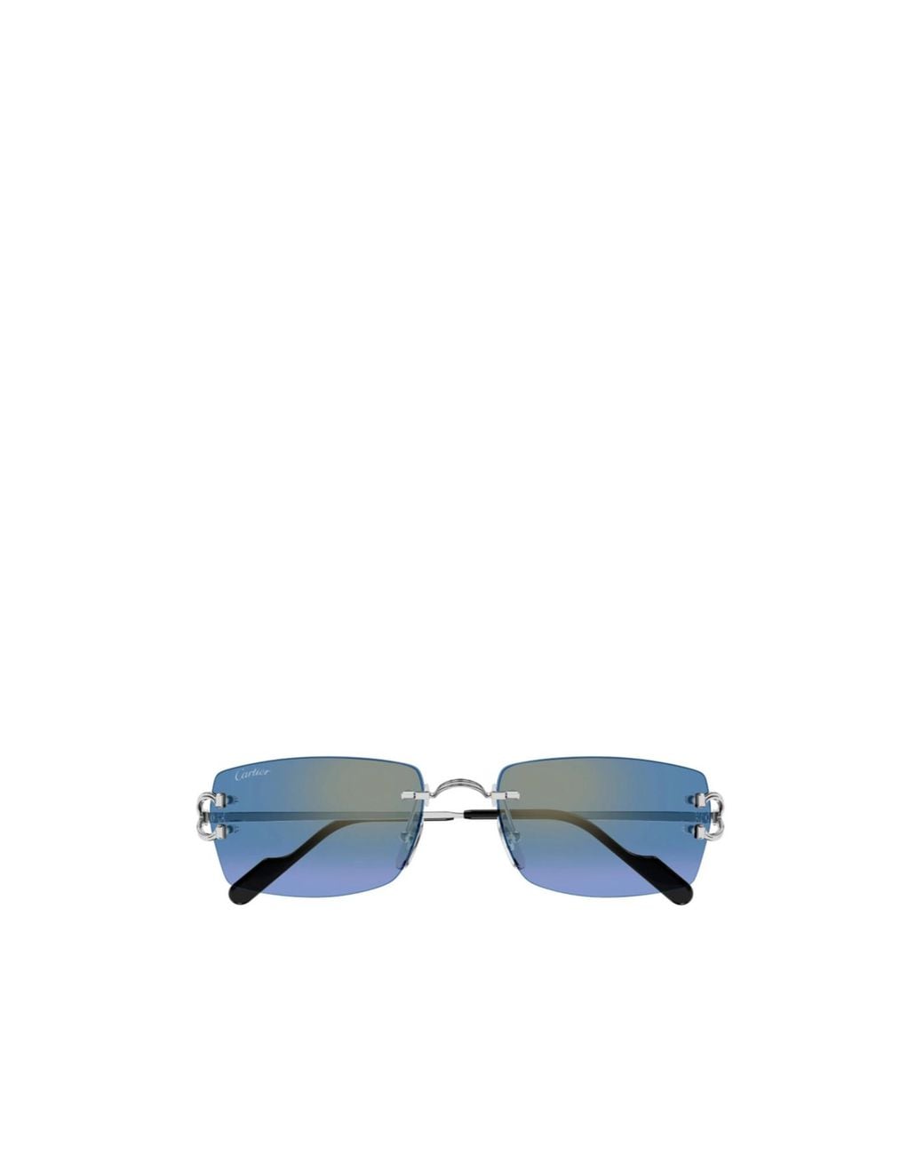 Cartier Blue Rimless Rectangular Sunglasses for men