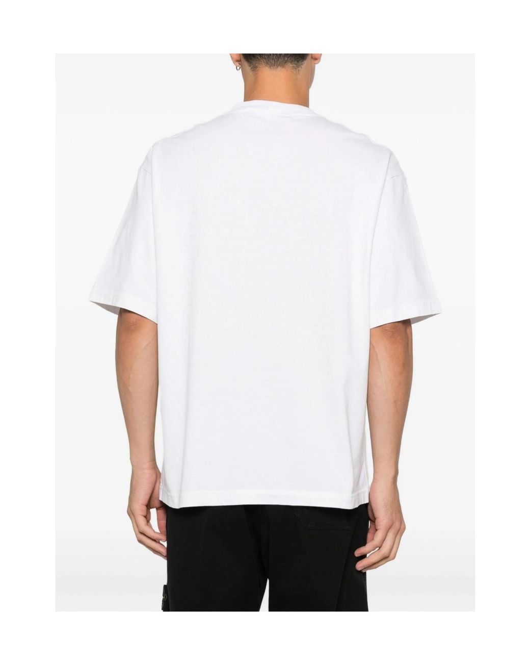 Stone Island White Crewneck Straight Hem T-Shirt for men