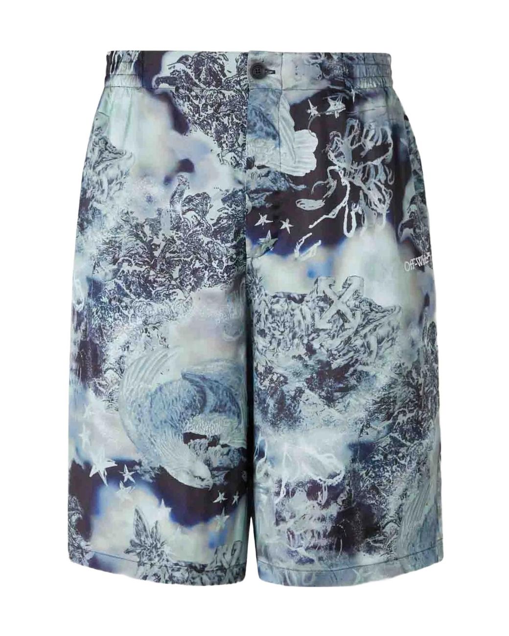 Off-White c/o Virgil Abloh Blue Abstract-Pattern Shorts for men
