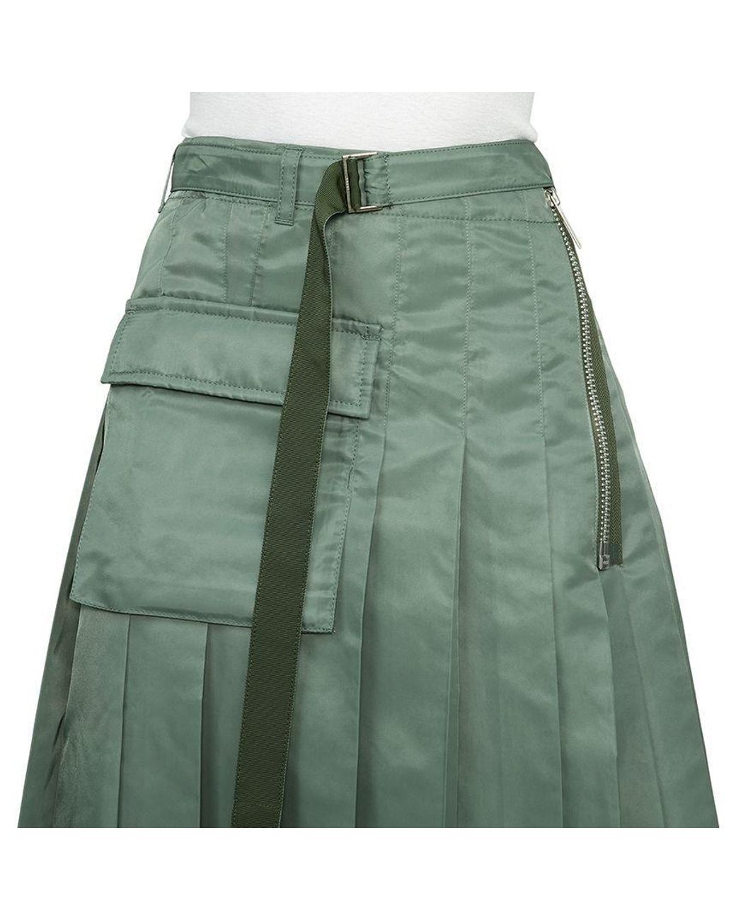Sacai Green Pleated Skirt