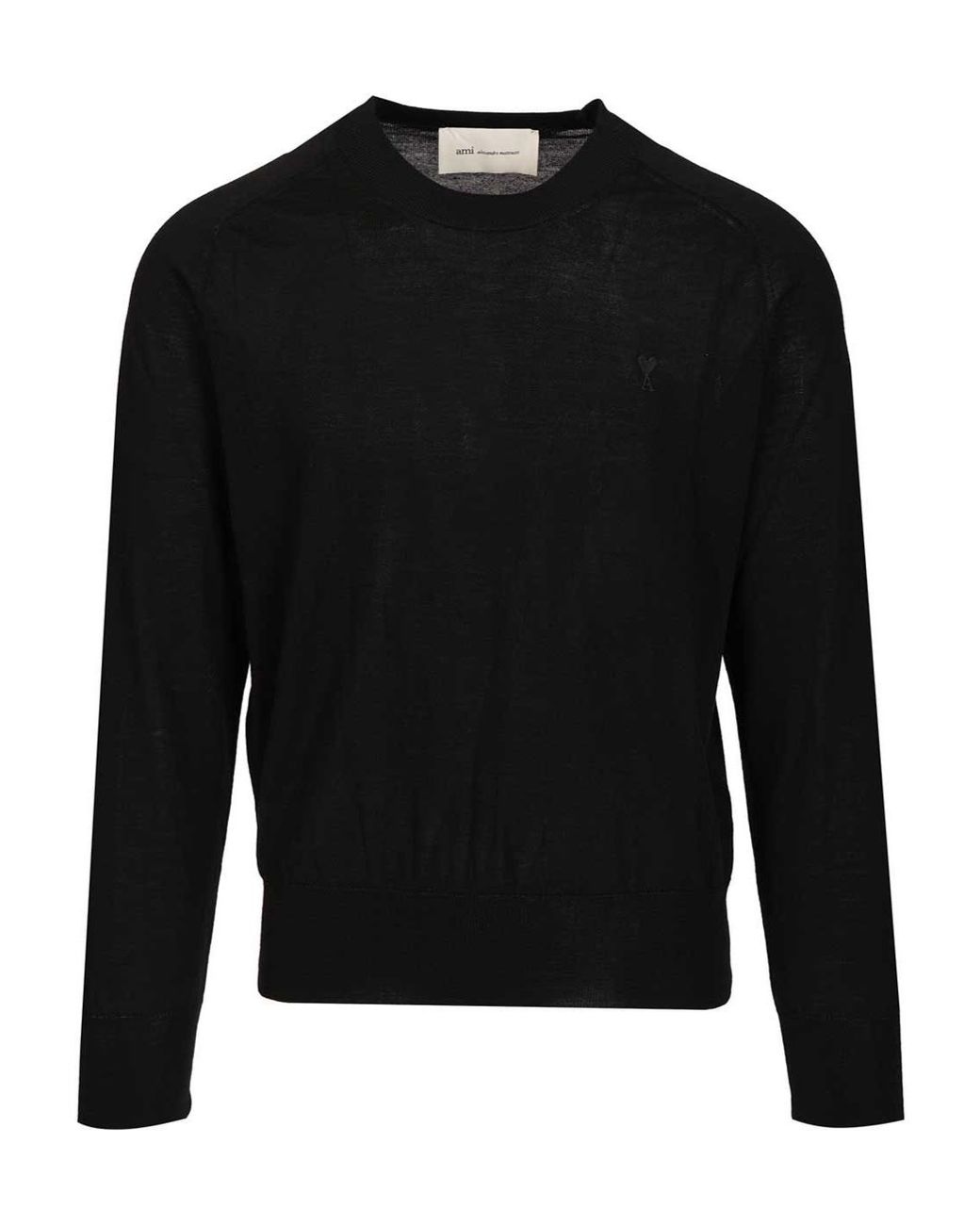 AMI Black Ami Crewneck Ami De Coeur Sweater for men