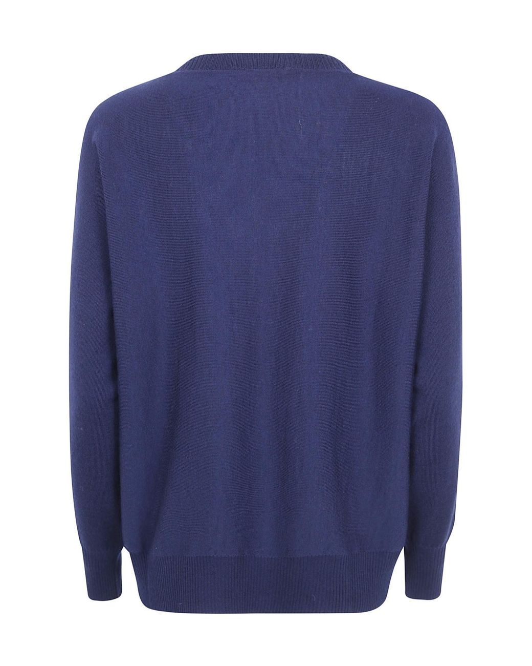 D.exterior Blue Oversized Round Neck Knitted Sweater