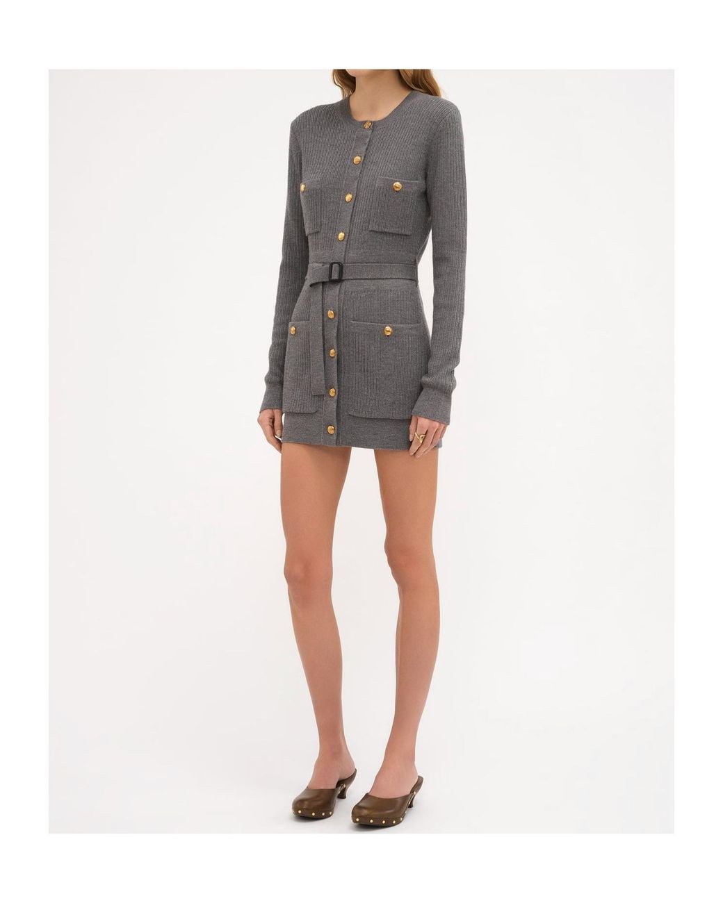 Chloé Gray Chloé Fitted Knit Long Cardigan