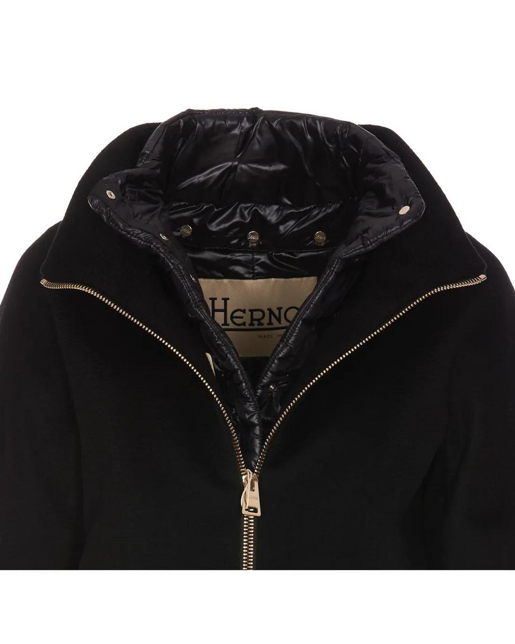Herno Black Layered-Sleeved Zip-Up Down Coat
