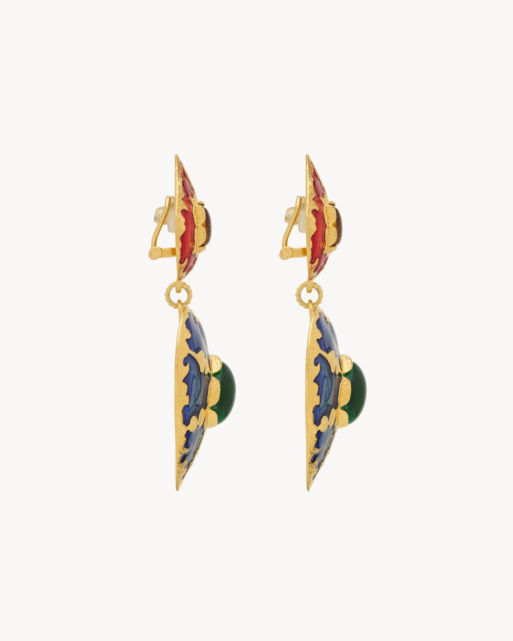 Saint Laurent White Heart Drop Earrings