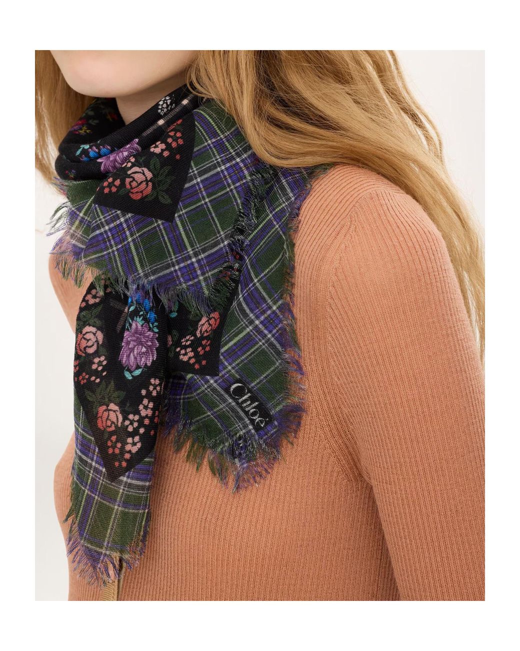 Chloé Black Chloé Folk Square Scarf