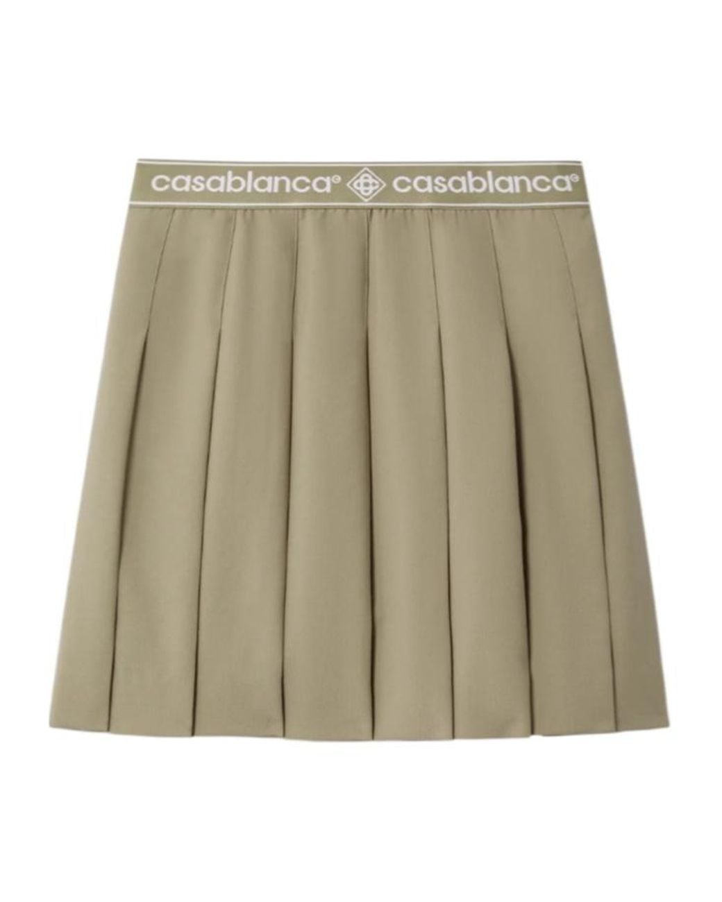 Casablanca Natural Logo-Waist Pleated Mini Skirt