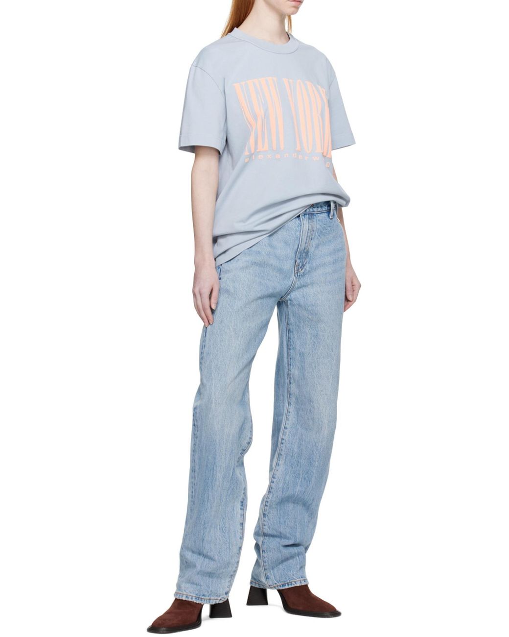 Alexander Wang Gray Graphic Printed Crewneck T-Shirt