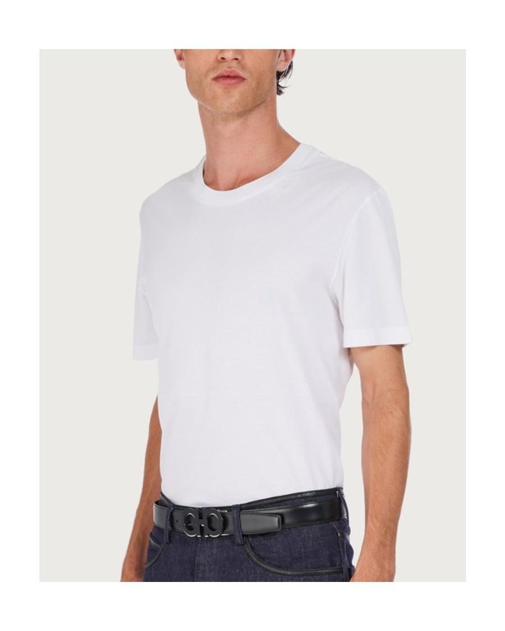 Ferragamo White Ferragamo Gancini Reversible Buckle Belt for men