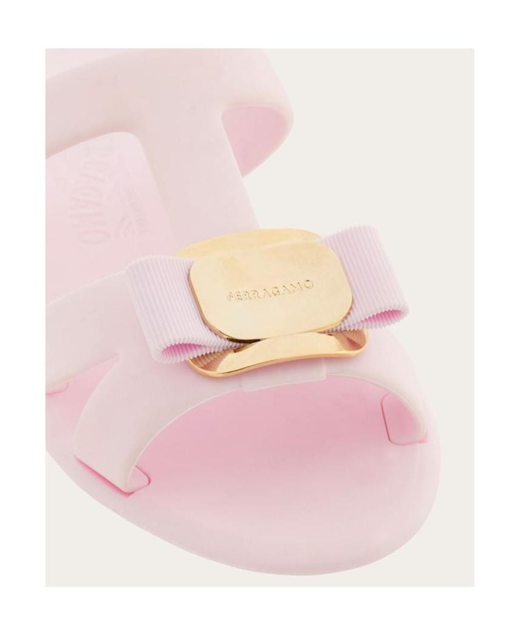 Ferragamo Pink New Vara Plate Slides