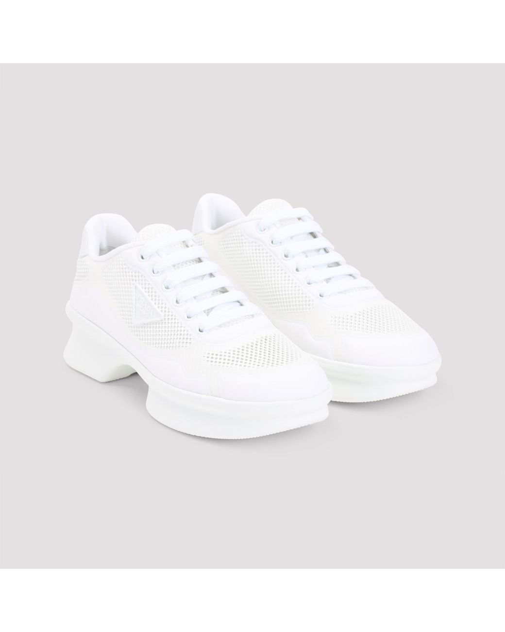 Prada White Mesh Sneakers Textile