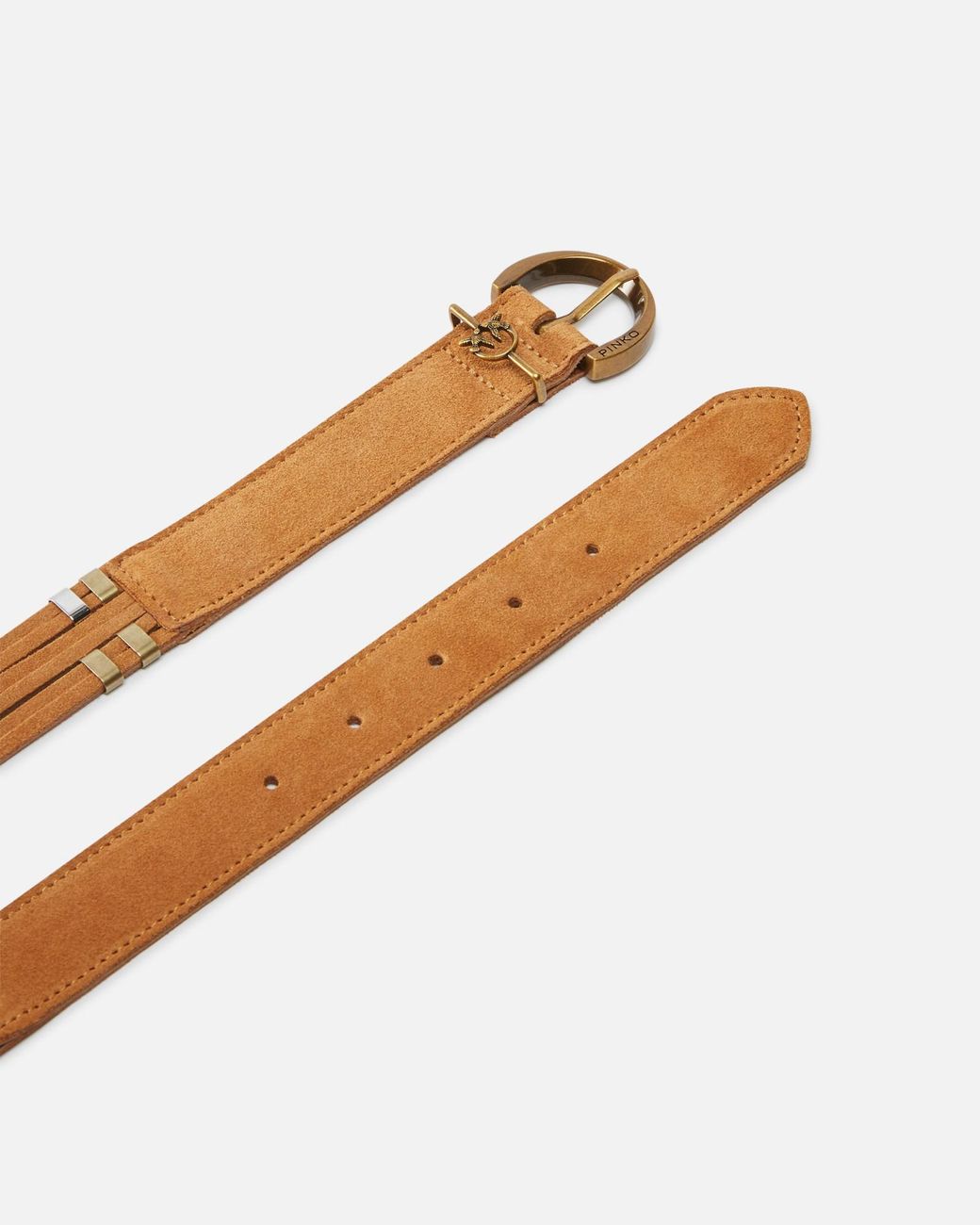 Pinko White Suede Belt With Loops, 3Cm