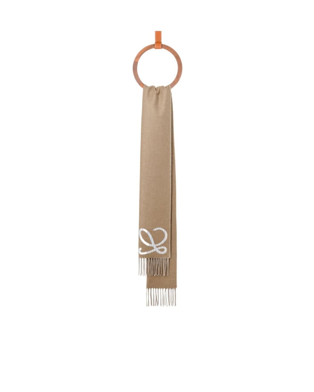 Loewe White Anagram Fringed Edge Scarf for men