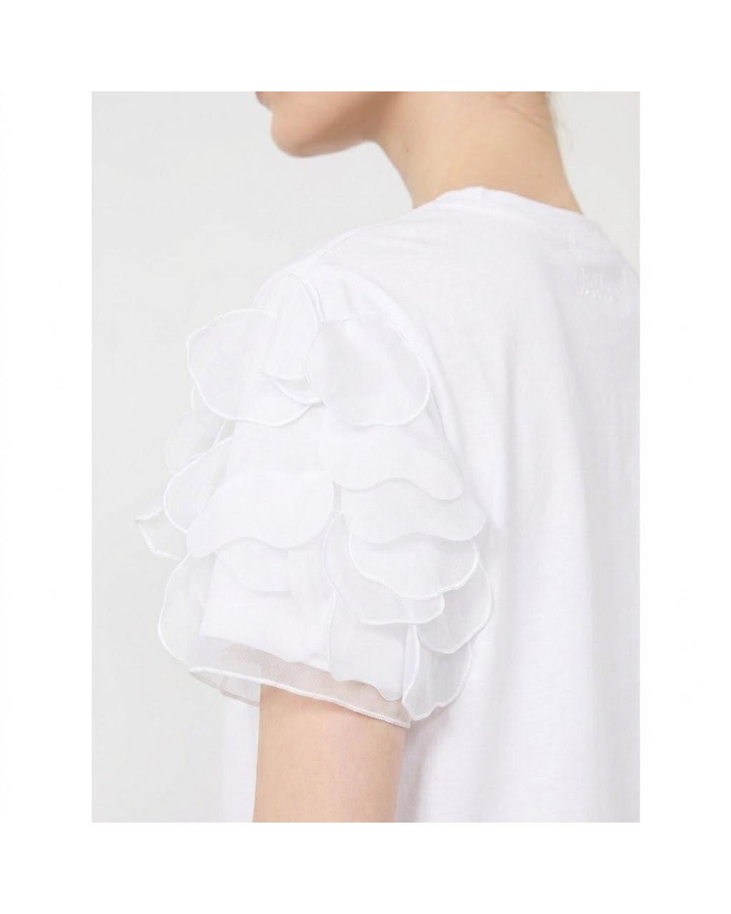 Max Mara White Ruffled Sleeve T-Shirt