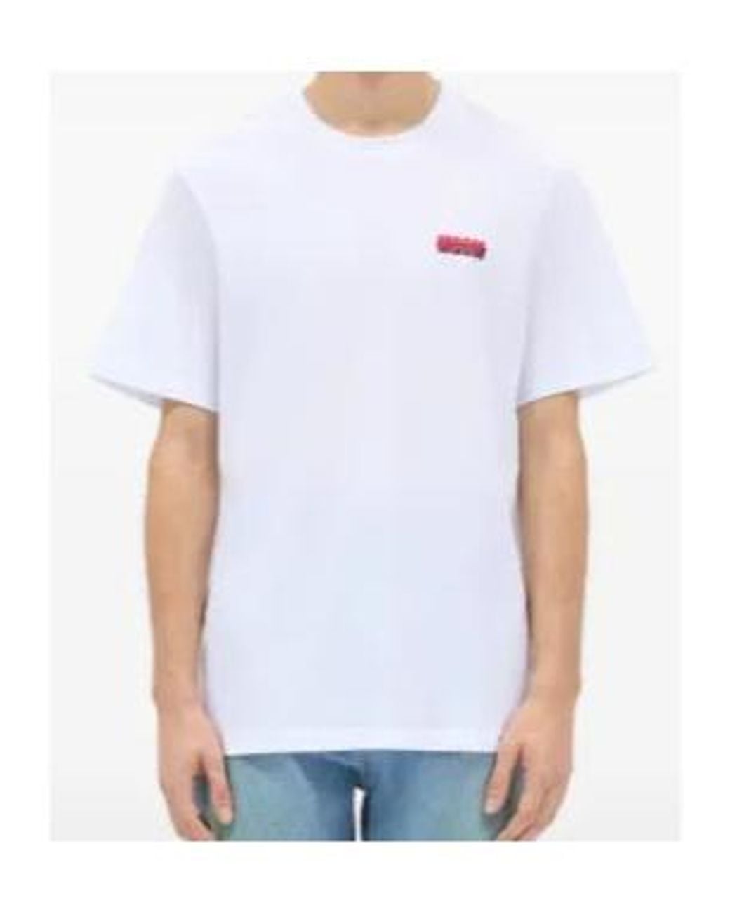 MSGM White Contrast Logo T-Shirt for men