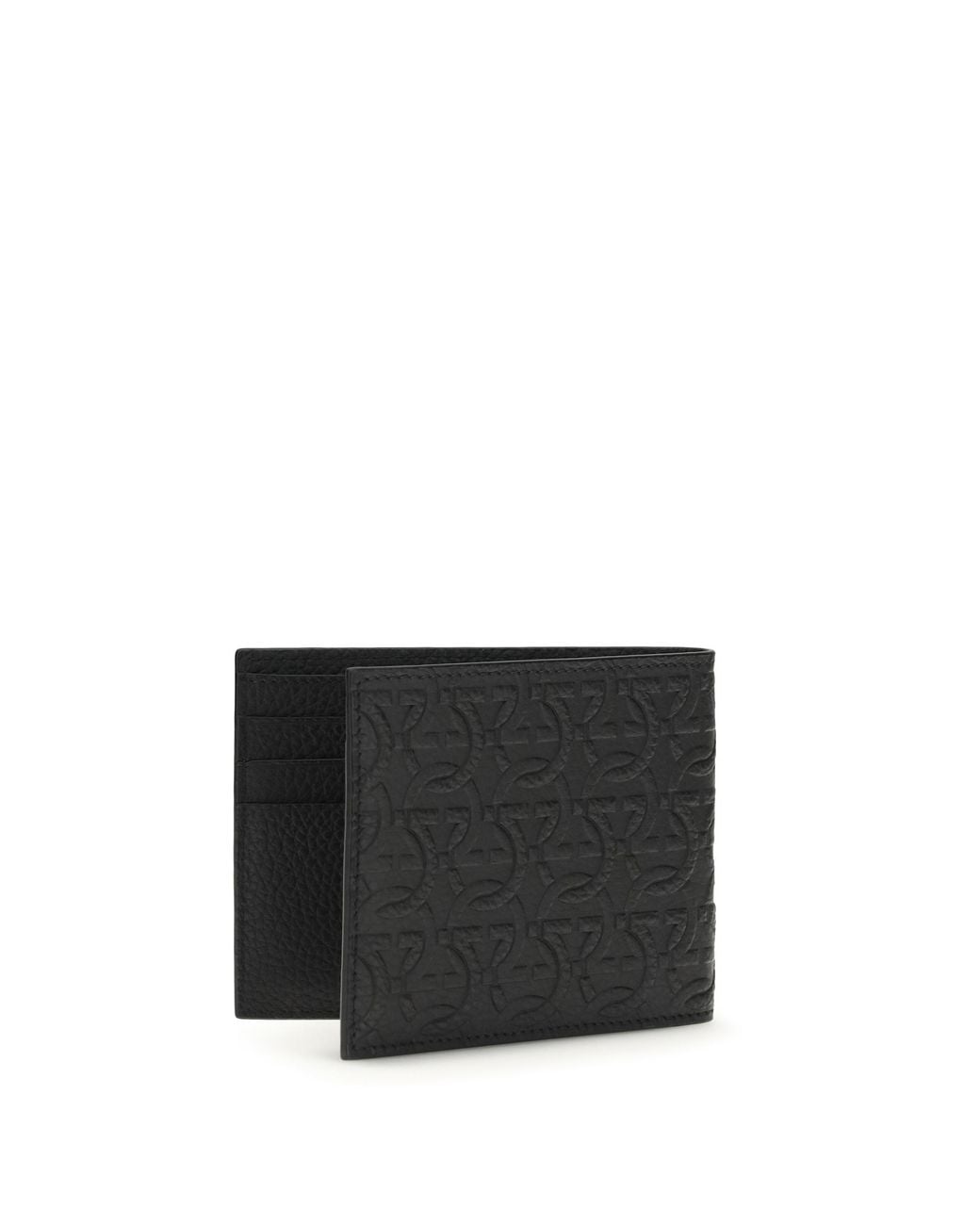 Ferragamo Black Ferragamo Gancini Embossed Leather Wallet for men