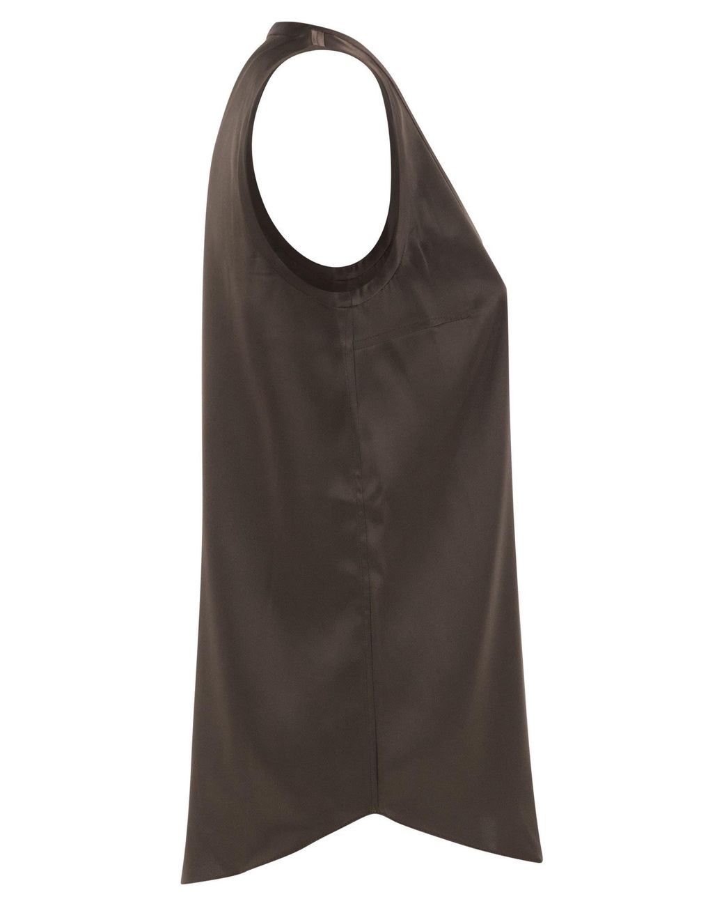 Brunello Cucinelli Brown Reversible Silk-Satin Top