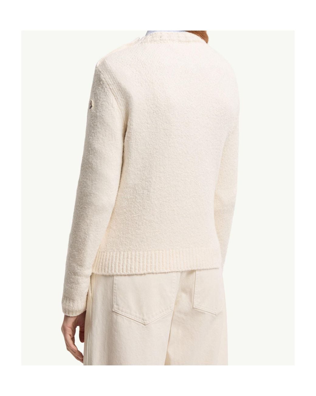 Moncler White Embroidered Logo Jumper