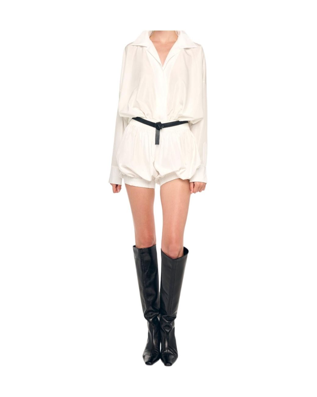 Norma Kamali White Peasant Puff Shorts
