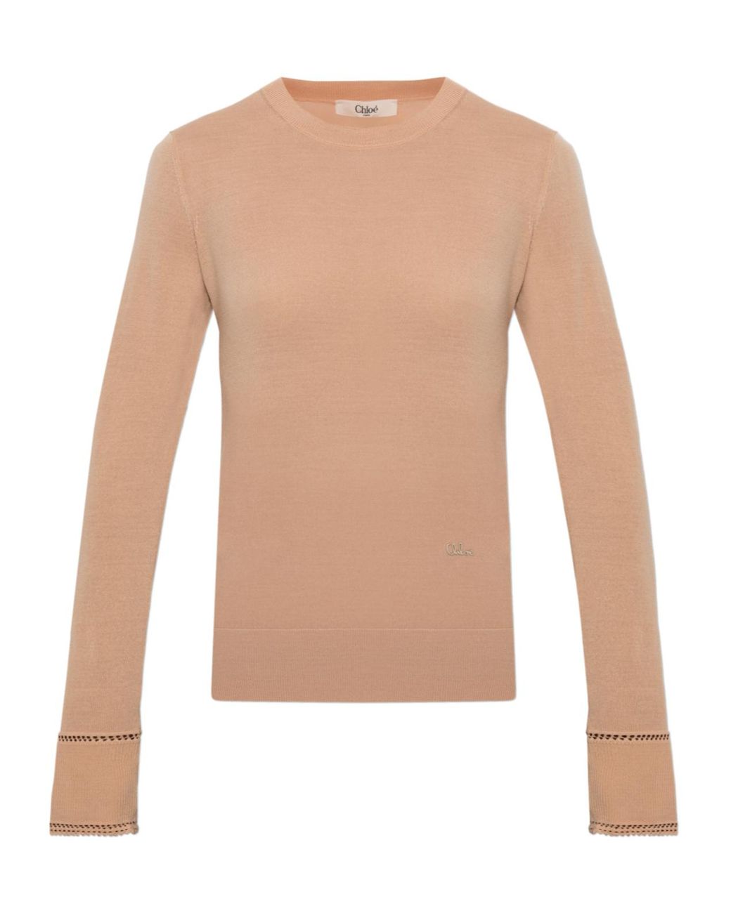 Chloé White Chloé Embroidered Logo Knitted Top