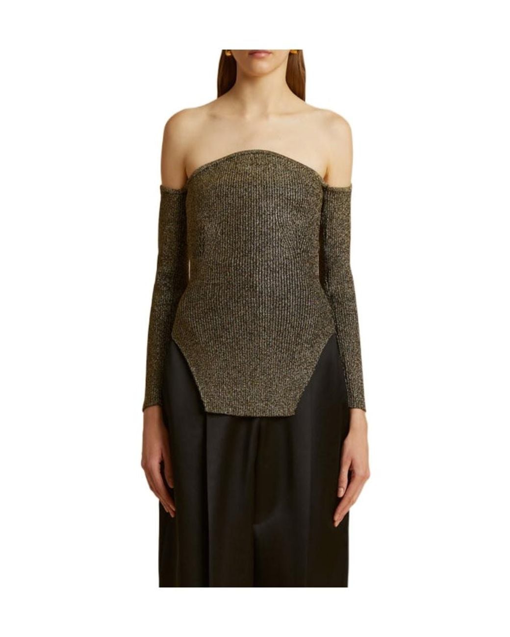 Khaite Green The Maria Off-Shoulder Knitted Jumper