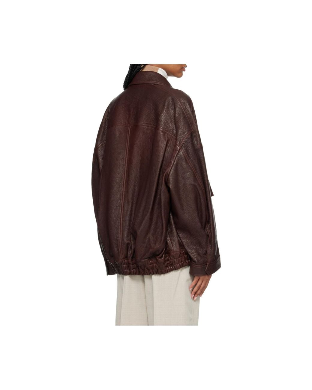 Rohe Brown Grain Leather Aviator Jacket