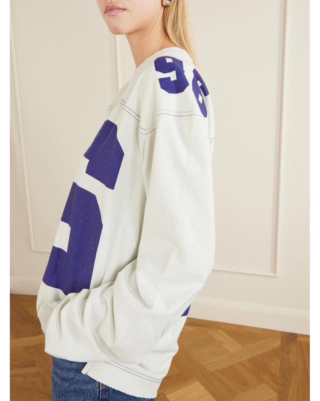 Acne Blue Number-Print Long-Sleeve Sweatshirt for men