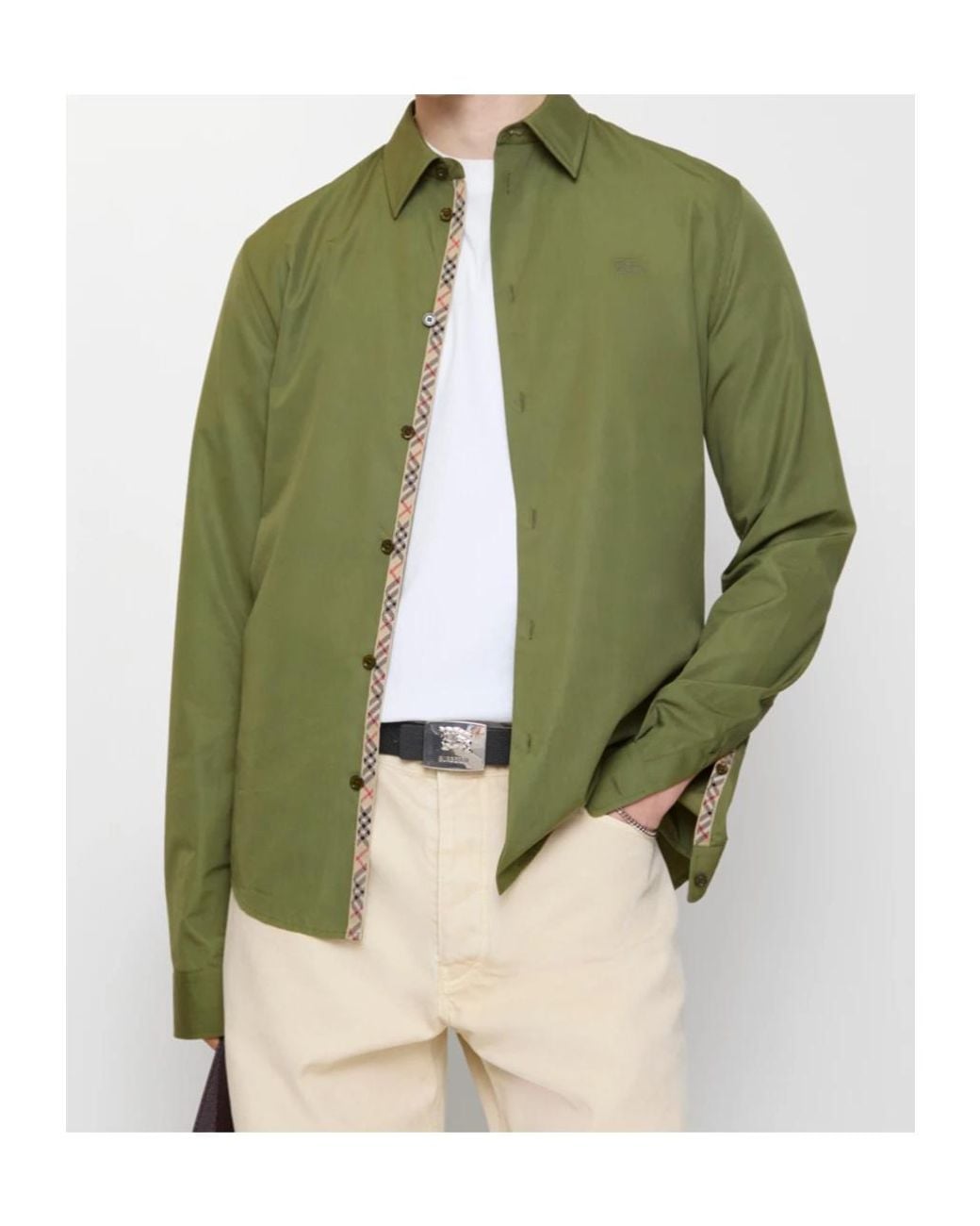 Burberry Green Regular Fit Cotton Poplin Shirt for men