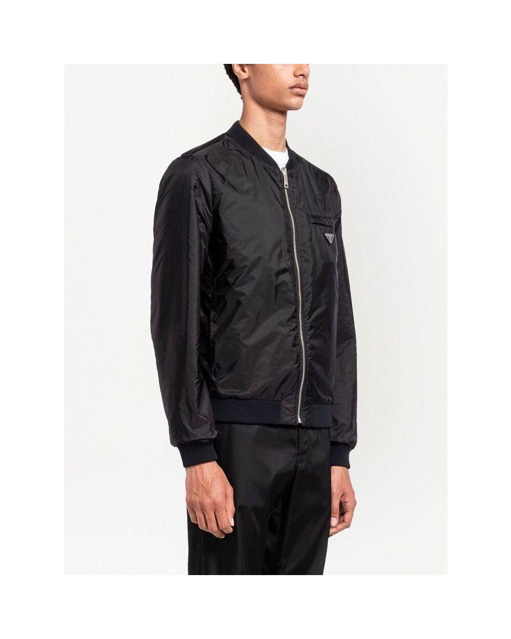 Prada Black Reversible Nappa Leather Bomber Jacket for men