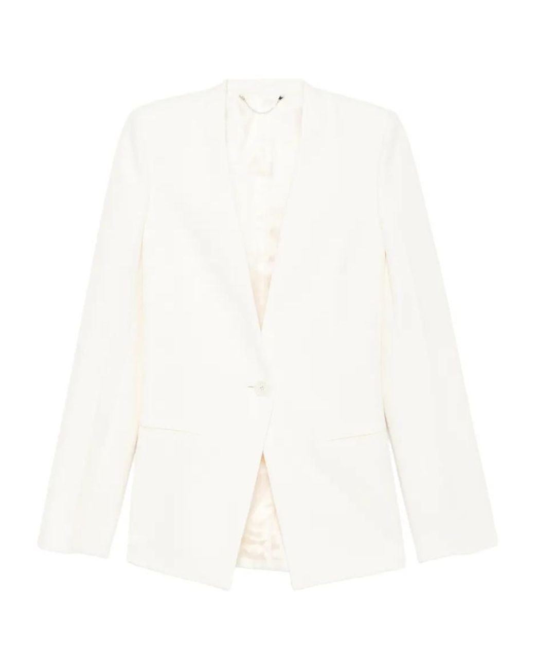 Totême White Collarless Blazer