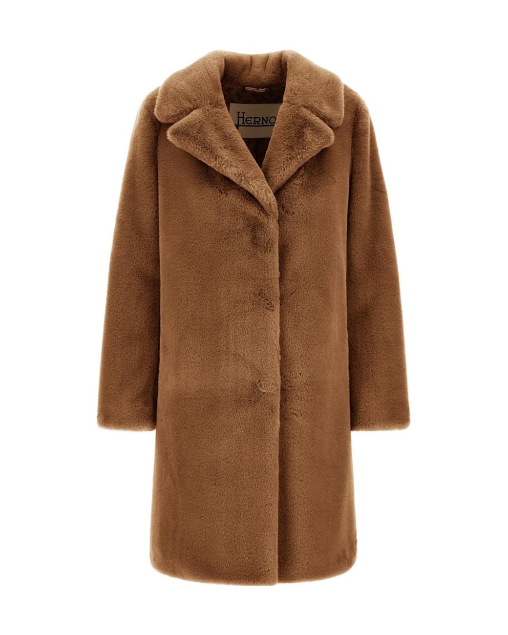 Herno Brown Alpaca Jacket With Fringing